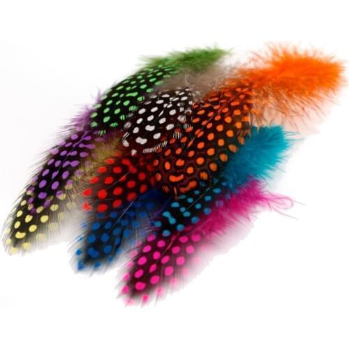50pcs 5-12cm Dots Printed Natural Chicken Feathers Dyed Colorful Pheasant pheasant For Mask Hat Dress Decoration DIY Craft