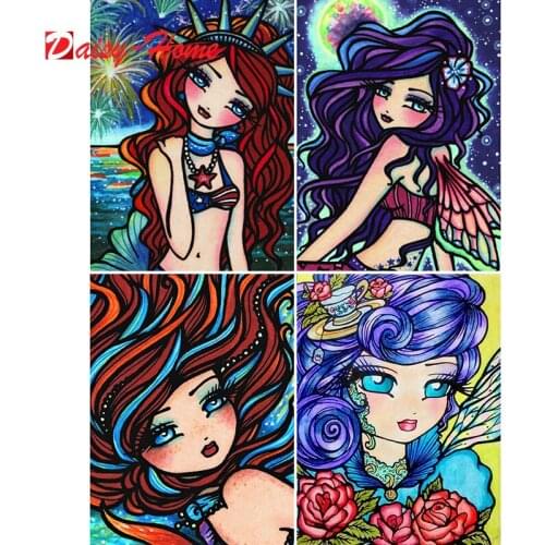 5D DIY diamond painting Color girl Full square/round Big eyes Women Embroidery Pattern 3D Cross stitch kits mosaic wall stickers
