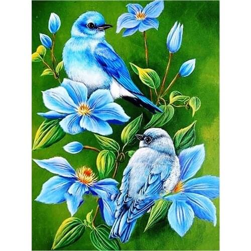 Blue Flower Bird Diamond Painting Oil Animal Floral Round Full Drill Nouveaute DIY Mosaic Embroidery 5D Cross Stitch Home Decor