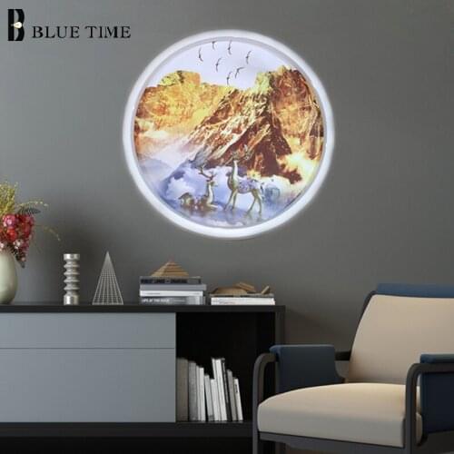 White Round LED Wall Lamps Home Decor Mural Lamp for Living Room Bedroom Dining Room Kitchen Wall Light Indoor Painting Lights