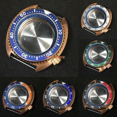 BLIGER New 45mm Rose Gold sterile case sapphire glass green black red blue white bezel fit NH35 NH36 movement