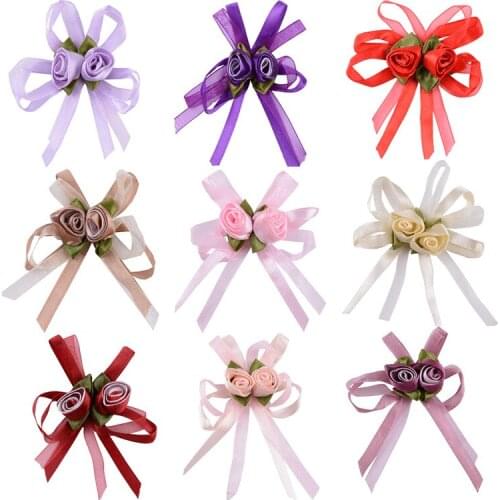 Baby Girl colorful Ribbon rose Hair Bows flower for wedding decorated invitation
