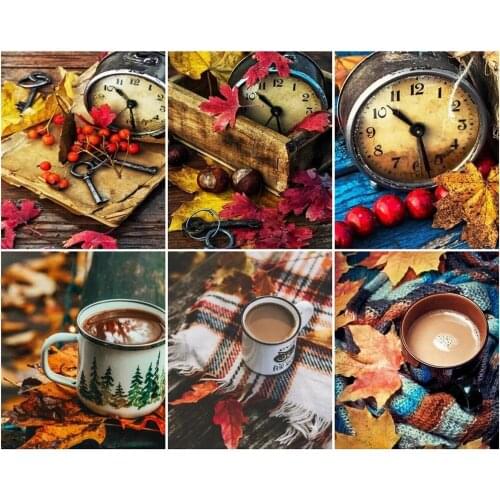 5D Diy Coffee Cup Diamond Painting Mosaic Cross Stitch Full Square/round Drill Maple Leaves Pictures Rhinestones Embroidery Gift