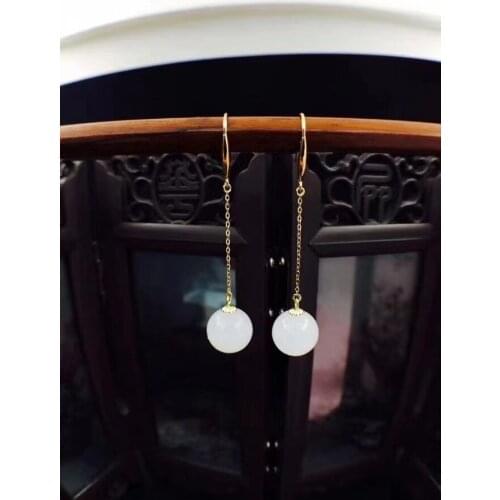 Best Gift Jade Earring 925 Sterling Silver Fahshion Natural and Real Jade Earring