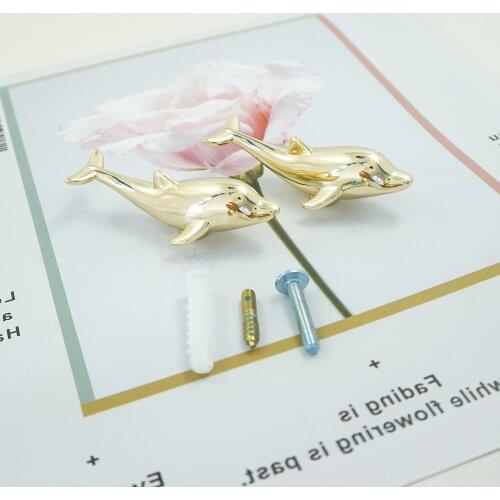MFYS Dolphins Shape Knobs for Cabinet and Drawer Polished Gold Zinc Alloy Home Decor Handles Good Quality Furniture Pull Handle