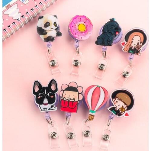 Cartoon Mini Retractable Badge Reel Nurse Lanyards ID Name Card Badge Holder Clip Student Nurse Badge Holder Office Supplies