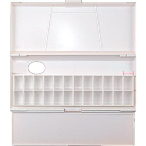 Paint Pallet Empty Watercolor Art Palette Cup Brush Oil Paint Mixing Tray Folding Airtight 24 Wells Box for students