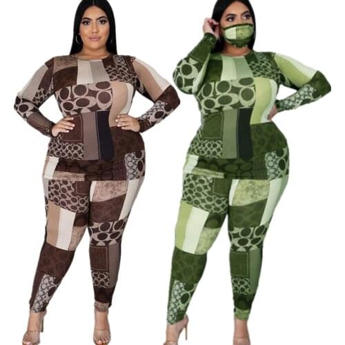 Plus Size Womens Clothing Two Piece Set Fall Clothes for Women Long Sleeve Top and Pants Sets Leggings Wholesale Dropshipping