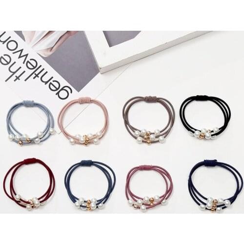 New Acrylic Round Bead Hair Rope Fashion Womens Hair Rope Elastic Hair Tie