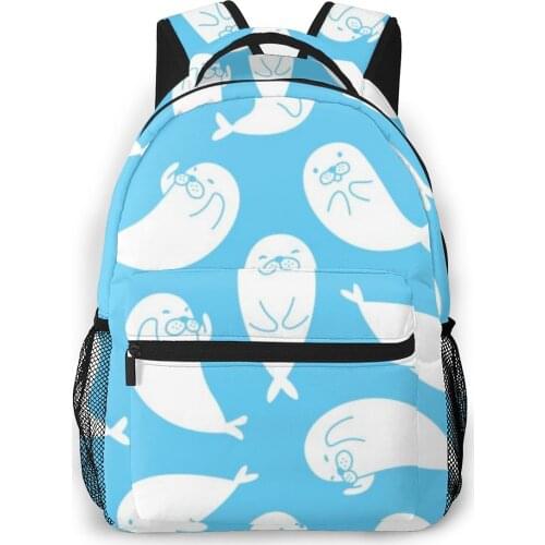 2020 New Style Backpack Boy Teenagers Nursery School bag Cartoon Walrus Sea Lion Bear Polar Bear back to school bag