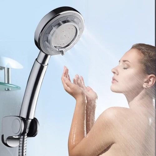 3 Modes Adjustable Removable Pressurized Shower Head Water-Saving Round Hand Held Easy To Clean Large Panel Bathroom Accessories