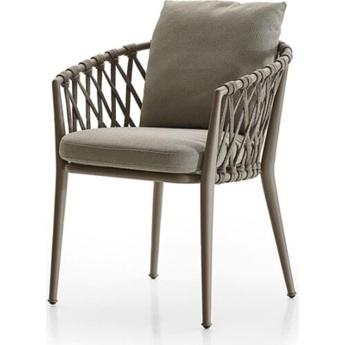 Nordic outdoor rattan chair three-piece garden woven dining single leisure table and designer commercia