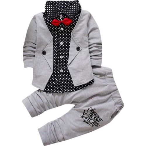 TELOTUNY Baby Boy Clothes Set Gentry Formal Party Christening Wedding Tuxedo Bow Suit Kids clothing u71211