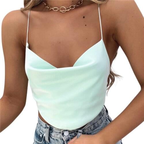 New Arrival Women Sexy Crop Top Basic Sleeveless Backless Solid Color Camisole Tank Bandage Stylish Ladies Party Clubwear Tops