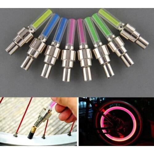 Bike Motorcycle Wheel Tire Spoke Light Neon MTB Car Valve Stem LED Cap Lamp Valve Tire Light Cycling Bicycle Accessories Neon