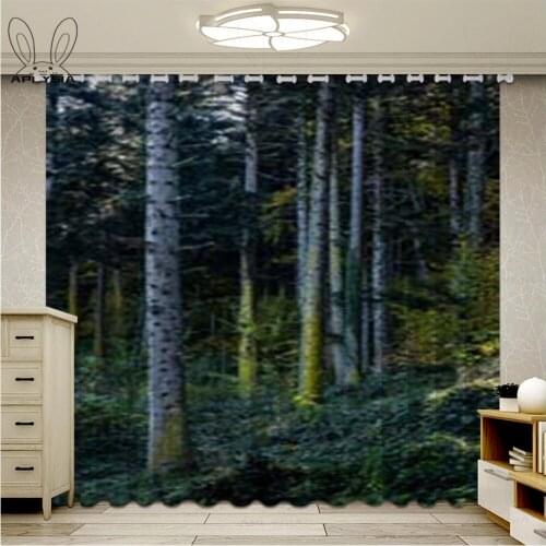 Green forest curtains 3D Blackout Curtains Living Room Bedroom Blind Cortinas Ultra-thin Micro Shading Parlour Room Drapes