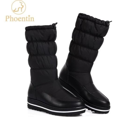 Phoentin black snow boots for women warm for Russia down material snowshoes platform winter womens shoes mid calf new 2019 FT306
