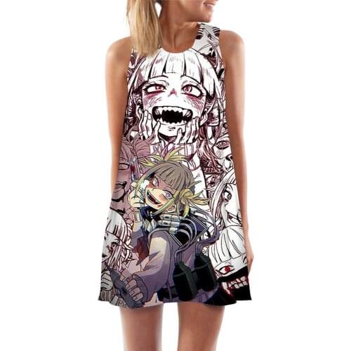 CLOOCL Women Tank Tops Dress Anime My Hero Academia Himiko Toga 3D Print Beach Dress Fashion Short Streetwear Female Vest Dress
