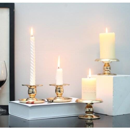 Gold Candle Holders Elegant Simple Iron Candelabra Tea Light Stand Small Modern Bougoire Decoratif Home Decorations AC50CH