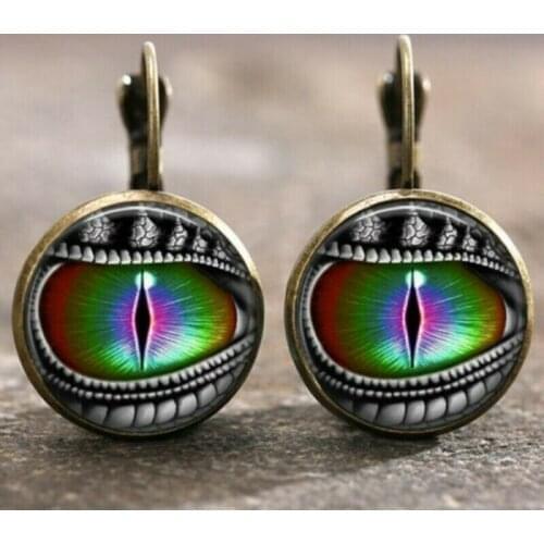 1 pair Dragons Eye Bronze Trendy Glass Cabochon Lever Back Earrings