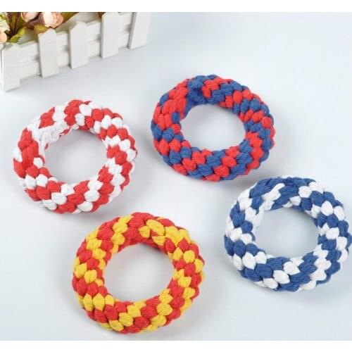 1pc Dog Toys Doughnut Bite Resistant Circle Pet Cotton Rope Cat Toys Pet Toy Dog Collar Pet Products Dog Supplies wear-resisting