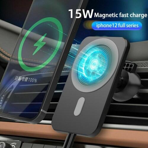 15W Car Wireless Fast Charger For iPhone 12 Pro Max 12 Pro 12 Mini Magnetic Adsorbable Air Vent Magnetic Charging Mount Holder