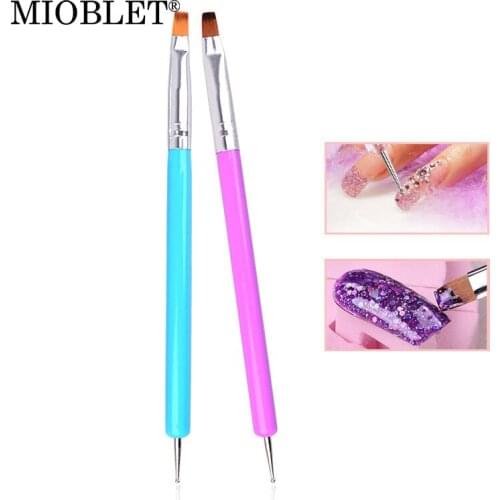 2pcs Multi-function Double-ended Nail Pen UV Gel Nail Polish Nail Brushes DIY Manicure For Nail Art Rhinestones Dotting Pen Tool