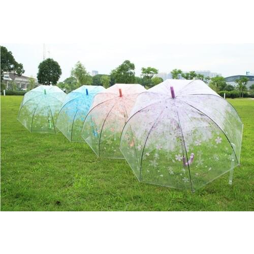 20pcs Transparent Clear Umbrella Cherry Blossom Mushroom Apollo Sakura Cage Rainy Umbrellas Romatic Wedding Umbrella SN1519