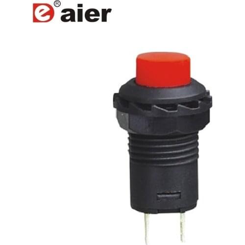 200PCS DS-228 12VDC~250VAC 1A ON-OFF self-lock 12MM Round self-locking plastic push button switch