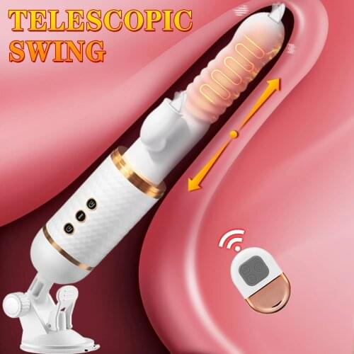 2021 Automatic Telescopic Swing Dildos Thrusting G-Spot Tongue Licking Clitoris Stimulator Vaginal Vibrator Sex Toys for Women