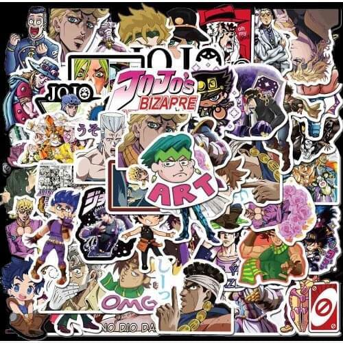50 pcs JoJos Bizarre Adventur Stickers for Car Styling Bike Motorcycle Phone Laptop Travel Luggage Cool Funny Sticker JDM Decal