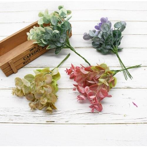 6Pieces artificial plants Eucalyptus leaves vase for home decor wedding bridal accessories clearance flower pot ornamental grass