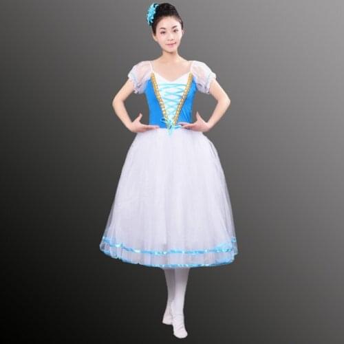 Tutu – Costumes de Ballet pour filles, tenue Tutu, romantique, en velours, longue, en Tulle, Skate, à manches bouffantes, pour