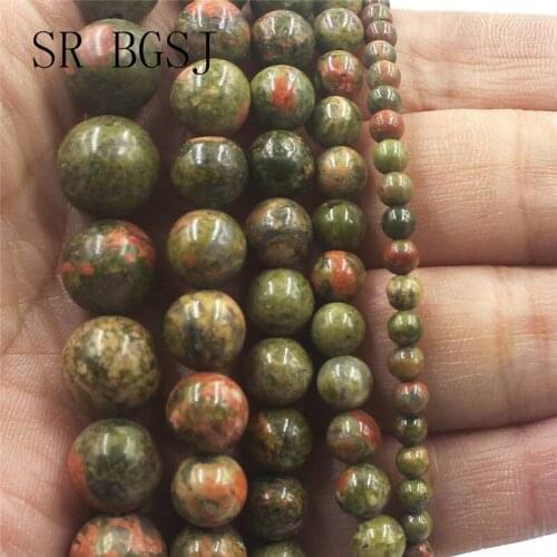 Free Shipping 4 6 8 10 12mm Green Unakite Jaspers Gems Genuine Natural Round Beads Stone Wholesale Beads Strand 15"