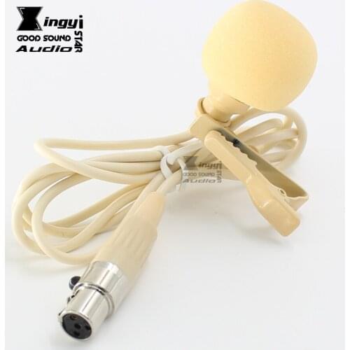 Beige XLR 4 Pin TA4F Connector Lapel Mic Lavalier Tie Clip Microphone Mike For SHURE Wireless Karaoke Mexer BodyPack Transmitter