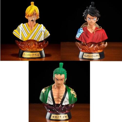 16CM One Piece Gk Sanji Kimono Ver. Head bust Portrait Action Figure Model Toys With Light