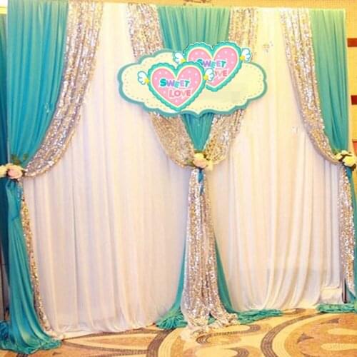 Express free shipping 3Mx3M New Design Wedding Backdrop Curtain with Swags for SALE