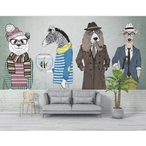 Custom mural 3d wall mural on the wall Cartoon animal fashion clothing store home decor photo wallpaper for walls 3 d