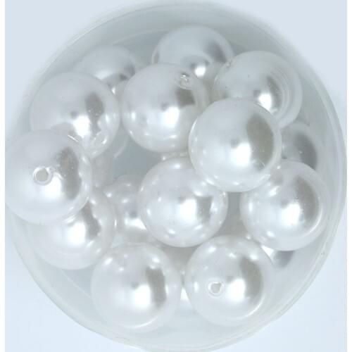 Hot Selling 20Pcs White Color Acrylic Plastic Beads Pearl Imitation Round Beads 20mm Dia. (PS-BSG02-09WH)