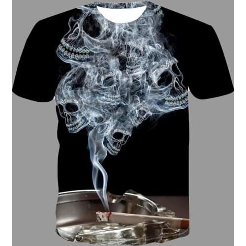2021 Summer Short Sleeve Men T-Shirt Individuality Creativity Smog Hip Hop Skulls 3D Tshirt Trendy Quick Dry Street Tee Shirts