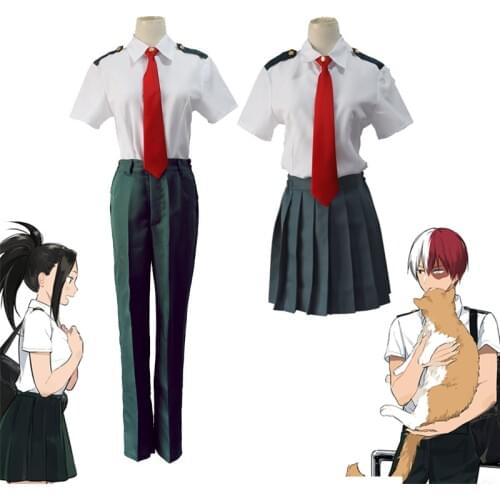My Hero Academia Summer Men Women School Uniform Cosplay Costume Boku no Hero Academia Todoroki Shoto OCHACO URARAKA Suit