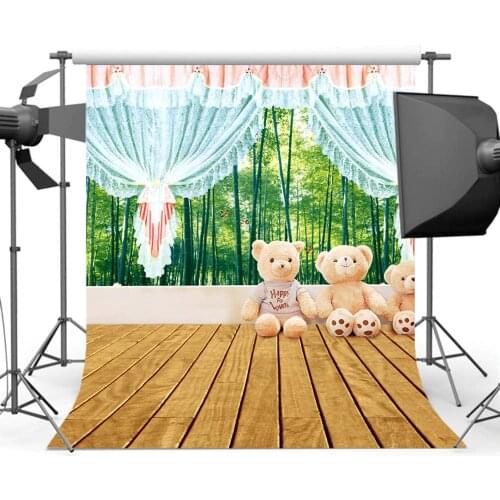 Mehofoto Newborn Backdrop for Photography Teddy Bear Wood Floor Background for Photographers Photo CM-5277