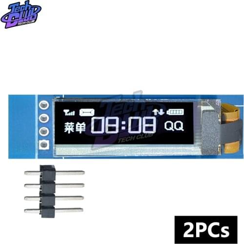 2PCs 0.91 inch OLED Module 0.91" White OLED 128X32 LCD LED Display IIC I2C Interface SSD1306 Driver IC DC 3.3V 5V for Arduino
