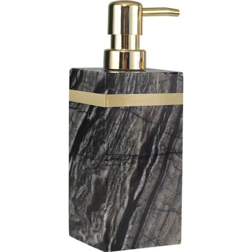 Marble Liquid Soap Dispenser Bathroom Hand Sanitizer/Shampoo/Shower Gel/Emulsion Bottle With Gold Stainless Steel Head 160-200ML