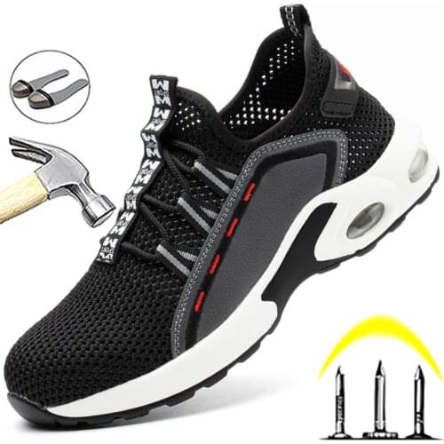 Breathable New Safety Shoes Men Air Cushion Work Sneakers Anti-smash And Anti-puncture Work Shoes Indestructible Footwear Male