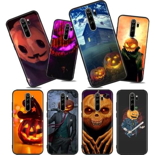 Halloween pumpkin head Soft TPU For Xiaomi Redmi Note10 10S 9T 9S 9 8T 8 7 6 5A 5 4 4X Prime Pro Max Black Phone Case