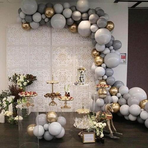 Gold Grey Set Mixed Size High Quality Latex Balloon For Baby Boy Baptism Party Favor Girl 18th Birthday Wedding Ceremony Decor