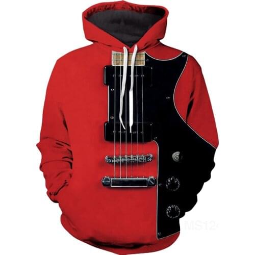 Newest red Guitar 3D Print Men Women Hoodies Harajuku Fashion Sweatshirt Unisex Fsahion autumn and winter Tops Drop Shipping