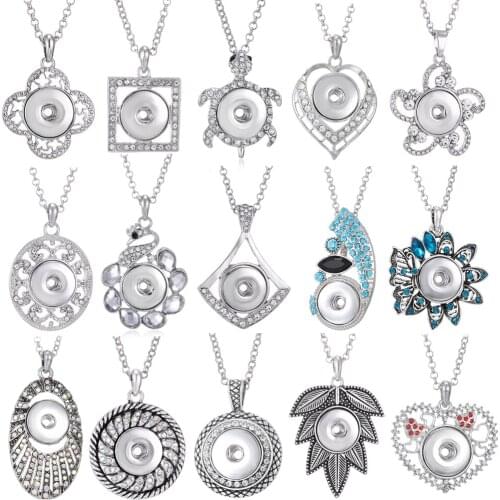New Snap Necklace Crystal Round Flower Love Tortoise Snap Button Jewelry Necklace Fit 20mm 18mm Snaps Buttons DIY Charms Jewelry