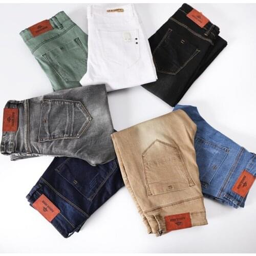 New Mens jeans Fashion Casual Slim fit Straight High Stretch Feet skinny Multicolor hot sell male trousers 28-38 Dropshipping